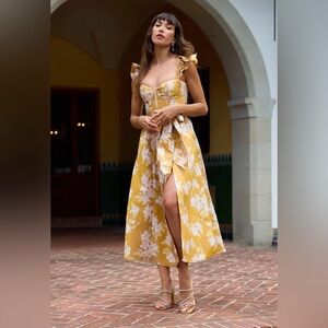 V. Chapman The Vera Dress in Gold Baroque Floral